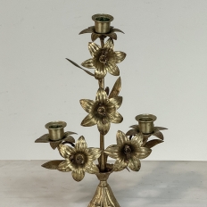 Pair Napoleon III Period Bronze Floral Candelabra