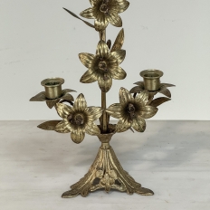 Pair Napoleon III Period Bronze Floral Candelabra