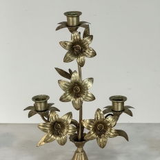 Pair Napoleon III Period Bronze Floral Candelabra