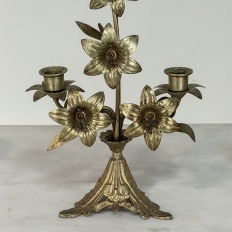 Pair Napoleon III Period Bronze Floral Candelabra