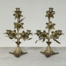 Pair Napoleon III Period Bronze Floral Candelabra