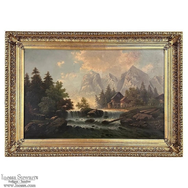 19th Century Framed Oil Painting on Canvas by R. Waldau