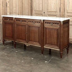 Antique French Louis XVI Mahogany Buffet with Carrara Marble