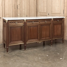 Antique French Louis XVI Mahogany Buffet with Carrara Marble