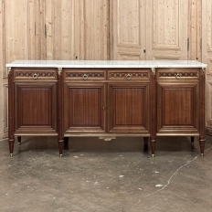 Antique French Louis XVI Mahogany Buffet with Carrara Marble