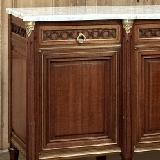 Antique French Louis XVI Mahogany Buffet with Carrara Marble