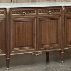 Antique French Louis XVI Mahogany Buffet with Carrara Marble