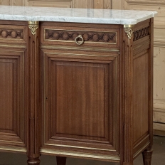 Antique French Louis XVI Mahogany Buffet with Carrara Marble