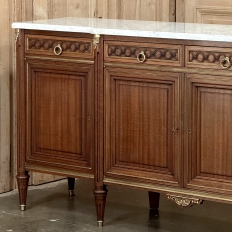 Antique French Louis XVI Mahogany Buffet with Carrara Marble