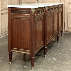 Antique French Louis XVI Mahogany Buffet with Carrara Marble