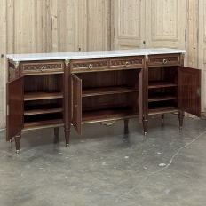 Antique French Louis XVI Mahogany Buffet with Carrara Marble