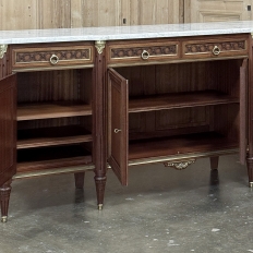 Antique French Louis XVI Mahogany Buffet with Carrara Marble
