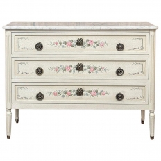 French Louis XVI Painted Commode with Carrara Marble