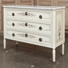 French Louis XVI Painted Commode with Carrara Marble