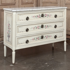 French Louis XVI Painted Commode with Carrara Marble