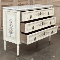 French Louis XVI Painted Commode with Carrara Marble