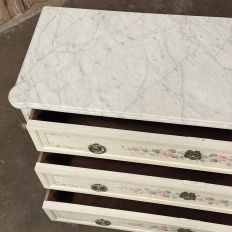 French Louis XVI Painted Commode with Carrara Marble