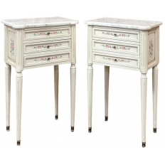 French Louis XVI Painted Commode with Carrara Marble