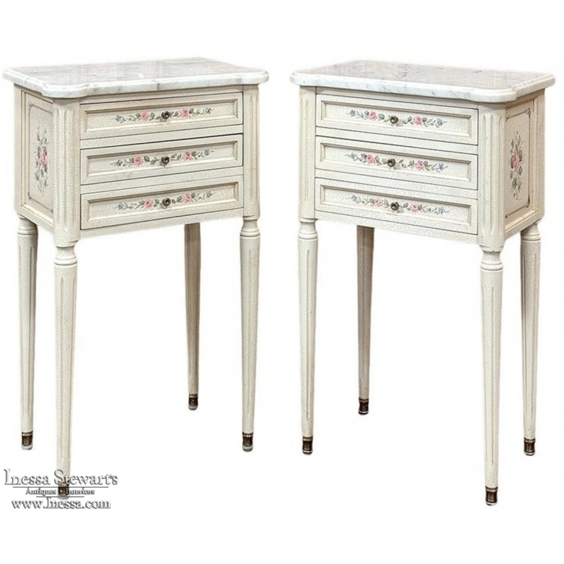 French Louis XVI Painted Commode with Carrara Marble