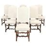 Set of 6 Antique French 'Os de Mouton' Upholstered Dining Chairs
