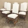 Set of 6 Antique French 'Os de Mouton' Upholstered Dining Chairs