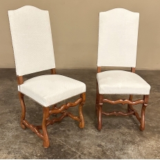 Set of 6 Antique French 'Os de Mouton' Upholstered Dining Chairs