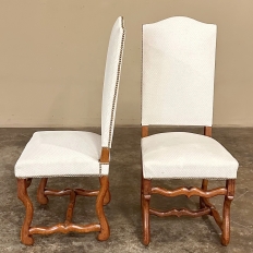 Set of 6 Antique French 'Os de Mouton' Upholstered Dining Chairs