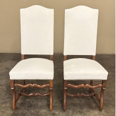 Set of 6 Antique French 'Os de Mouton' Upholstered Dining Chairs
