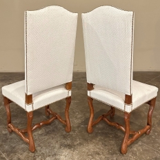 Set of 6 Antique French 'Os de Mouton' Upholstered Dining Chairs