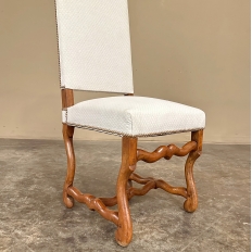Set of 6 Antique French 'Os de Mouton' Upholstered Dining Chairs