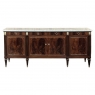 Mid Century French Louis XVI Neoclassical Flame Mahogany Buffet ~ Credenza with Carrara Marble