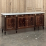Mid Century French Louis XVI Neoclassical Flame Mahogany Buffet ~ Credenza with Carrara Marble
