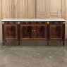 Mid Century French Louis XVI Neoclassical Flame Mahogany Buffet ~ Credenza with Carrara Marble