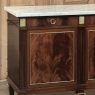 Mid Century French Louis XVI Neoclassical Flame Mahogany Buffet ~ Credenza with Carrara Marble
