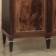 Mid Century French Louis XVI Neoclassical Flame Mahogany Buffet ~ Credenza with Carrara Marble