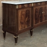 Mid Century French Louis XVI Neoclassical Flame Mahogany Buffet ~ Credenza with Carrara Marble