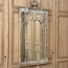 Antique Italian Neoclassical Carved Wood Mirror with Distressed Painted Finish