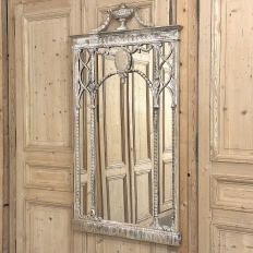 Antique Italian Neoclassical Carved Wood Mirror with Distressed Painted Finish