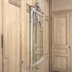 Antique Italian Neoclassical Carved Wood Mirror with Distressed Painted Finish