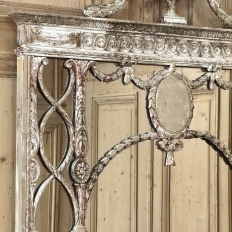 Antique Italian Neoclassical Carved Wood Mirror with Distressed Painted Finish