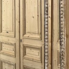 Antique Italian Neoclassical Carved Wood Mirror with Distressed Painted Finish