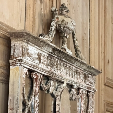 Antique Italian Neoclassical Carved Wood Mirror with Distressed Painted Finish