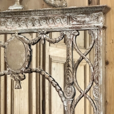 Antique Italian Neoclassical Carved Wood Mirror with Distressed Painted Finish