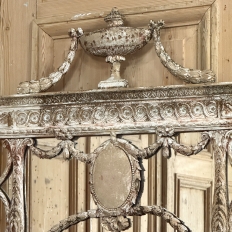 Antique Italian Neoclassical Carved Wood Mirror with Distressed Painted Finish