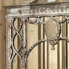 Antique Italian Neoclassical Carved Wood Mirror with Distressed Painted Finish