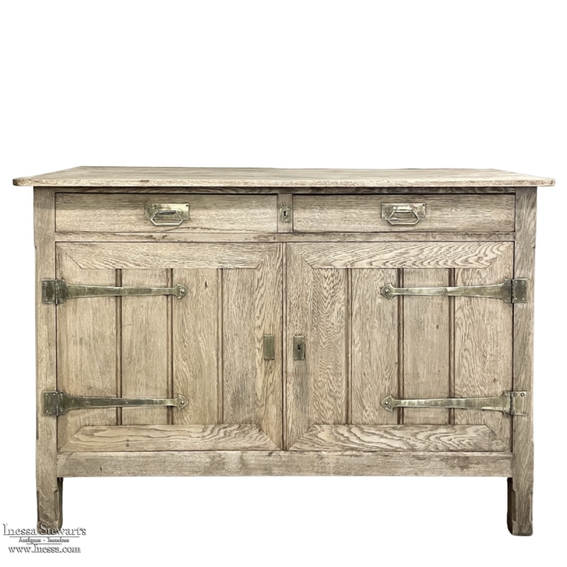 Antique Gothic Arts & Crafts Period Stripped Oak Buffet