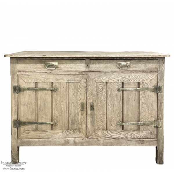 Antique Gothic Arts & Crafts Period Stripped Oak Buffet