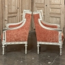 Pair 19th Century French Louis XVI Painted Bergeres ~ Armchairs