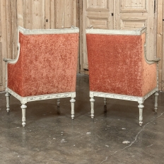 Pair 19th Century French Louis XVI Painted Bergeres ~ Armchairs