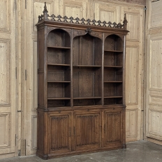 19th Century Grand French Gothic Open Bookcase ~ Bibliotheque